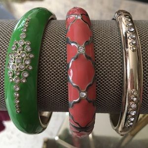 C Wonder Colorful Hinged Bangle Set of Three